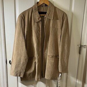Beautiful Henig Furs Beige Suede Zippered Jacket, 2xl
